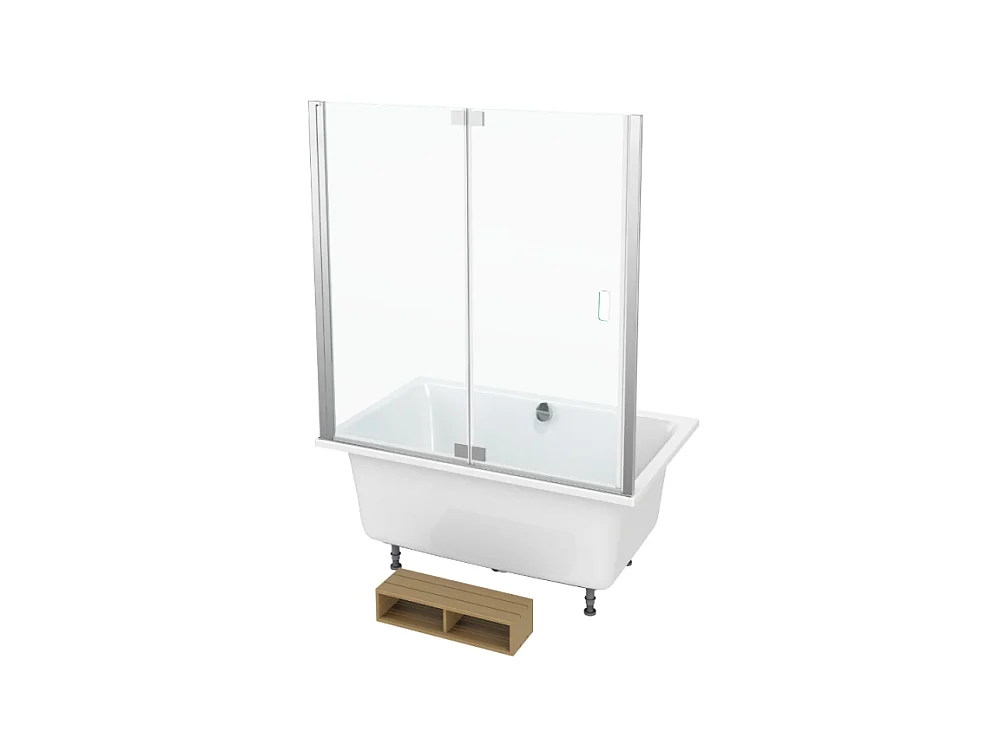 Baignoire bain douche JACOB DELAFON Capsule, compacte + pare bain en niche 140 x 90 cm