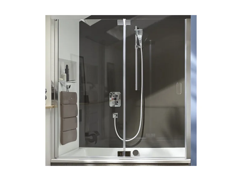 Baignoire bain douche JACOB DELAFON Capsule, compacte + pare bain en niche 140 x 90 cm