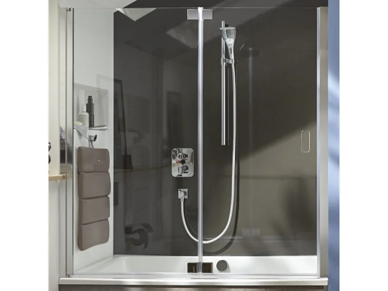 Baignoire bain douche JACOB DELAFON Capsule, compacte + pare bain en niche 140 x 90 cm