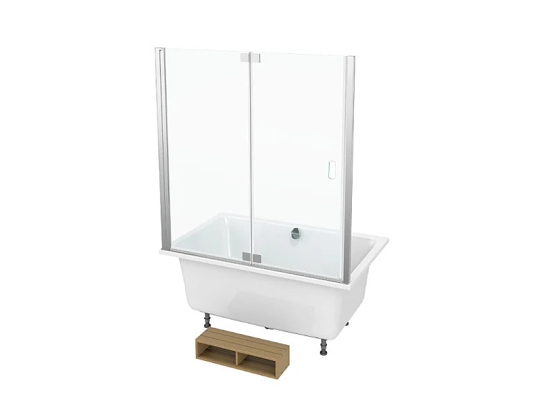 Baignoire bain douche JACOB DELAFON Capsule, compacte + pare bain en niche 140 x 90 cm