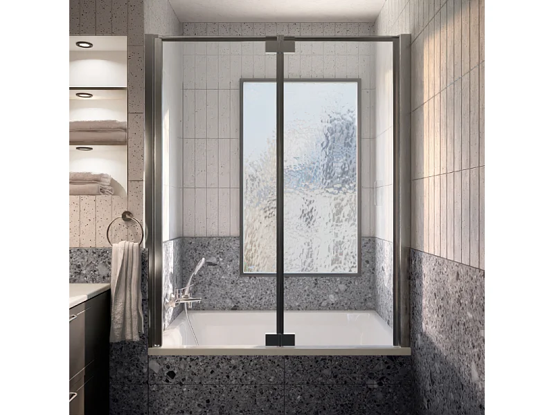 Baignoire bain douche JACOB DELAFON Capsule, compacte + pare bain en niche 140 x 90 cm