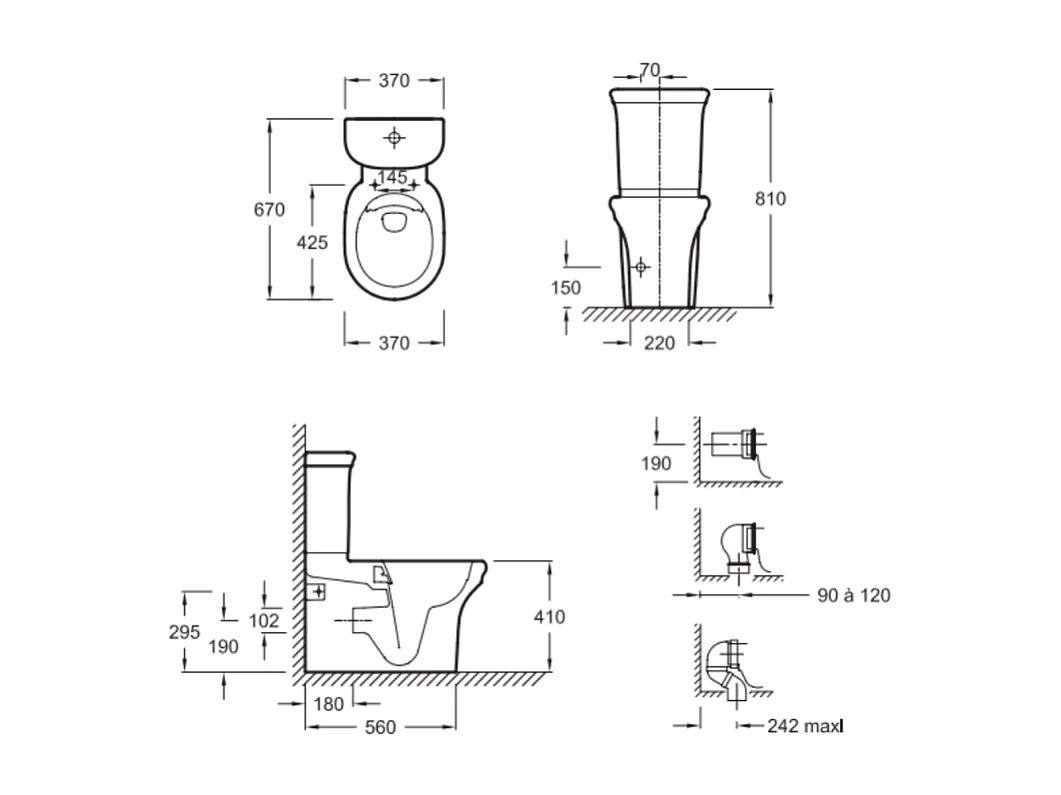 Pack WC au sol sans bride JACOB DELAFON Cléo 1889 + réservoir + abattant