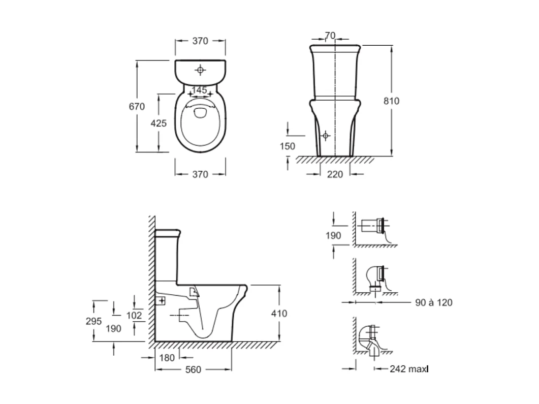 WC à poser sans bride sortie universelle JACOB DELAFON Cléo 1889 avec abattant extra-plat frein de chute