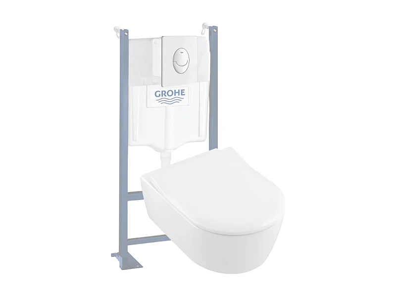 Pack WC suspendu sans bride VILLEROY ET BOCH Avento + abattant + plaque + bâti