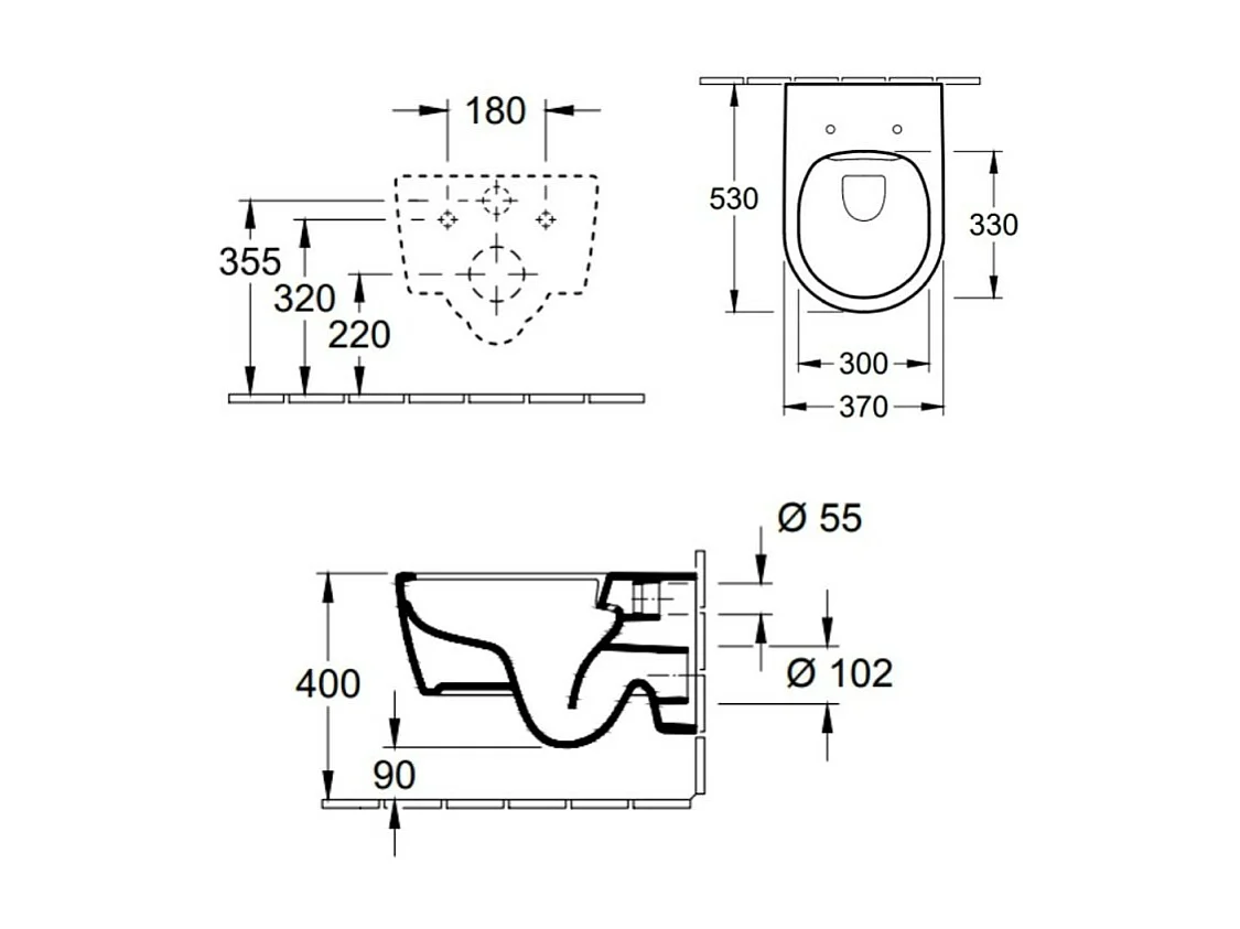 Pack WC suspendu sans bride VILLEROY ET BOCH Avento + abattant + plaque + bâti