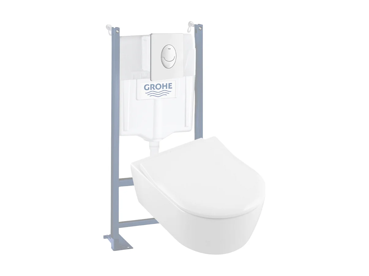 Pack WC suspendu sans bride VILLEROY ET BOCH Avento + abattant + plaque + bâti