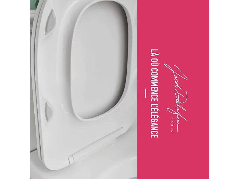 Pack WC suspendu sans bride JACOB DELAFON Modern Life + abattant + bâti-support + plaque ronde chromé