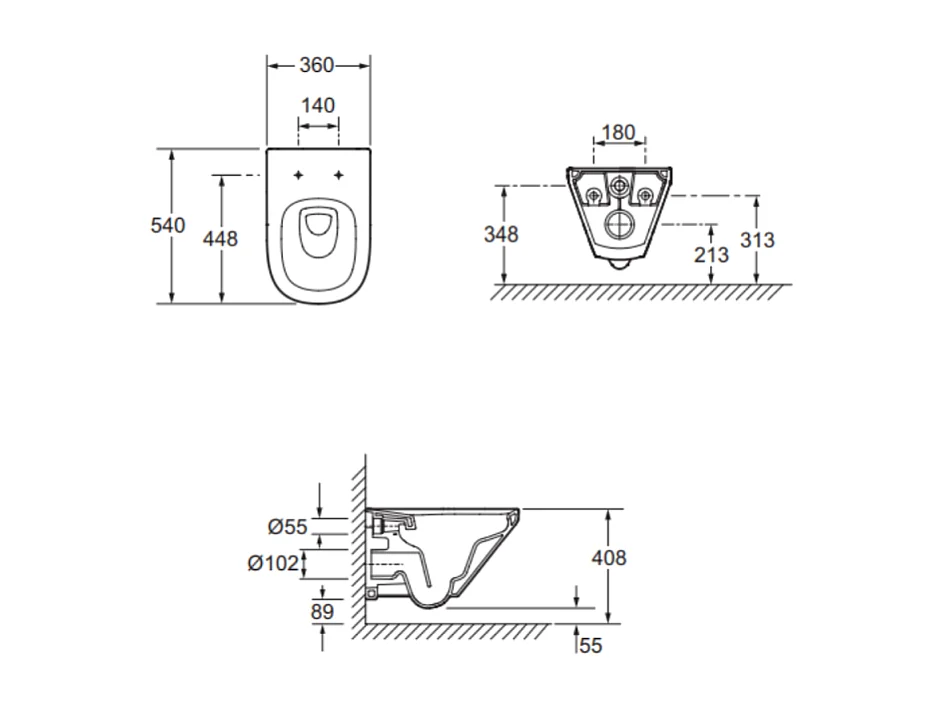 Pack WC suspendu sans bride JACOB DELAFON Modern Life + abattant + bâti-support + plaque ronde chromé