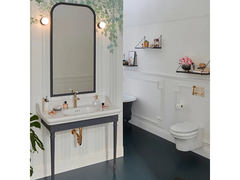 Pack WC suspendu sans bride à économie d'eau JACOB DELAFON Cléo 1889 +  abattant + bâti-support + plaque rectangle chromé