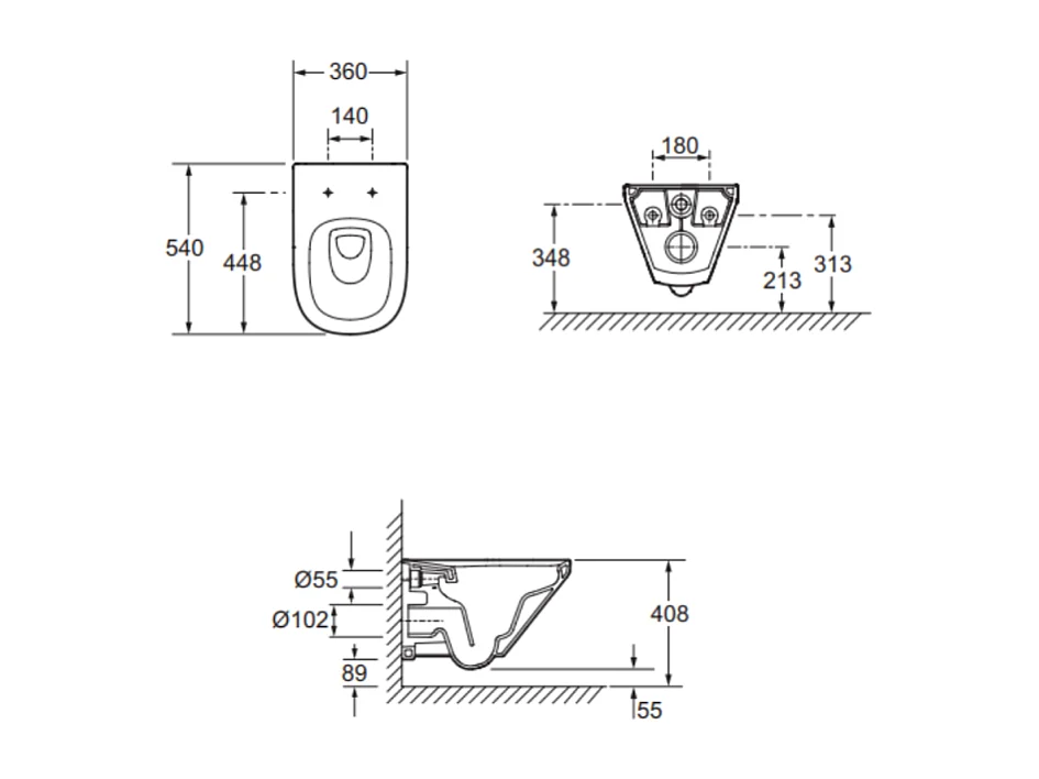 Pack WC suspendu sans bride JACOB DELAFON Modern Life + abattant + bâti-support + plaque rectangle blanche