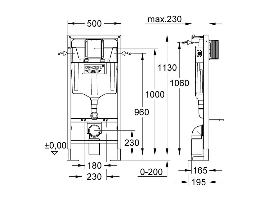 Pack WC suspendu sans bride VILLEROY ET BOCH Avento + abattant + plaque chromée + bâti Grohe