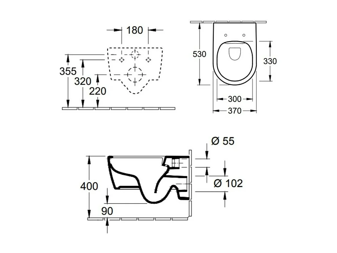 Pack WC suspendu sans bride VILLEROY ET BOCH Avento + abattant + plaque chromée + bâti Grohe