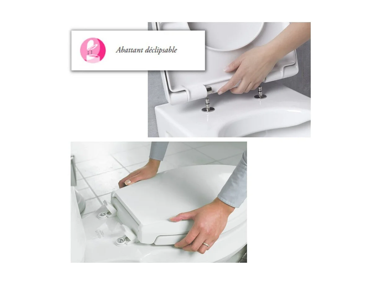 WC suspendu sans bride JACOB DELAFON Patio + abattant extra plat