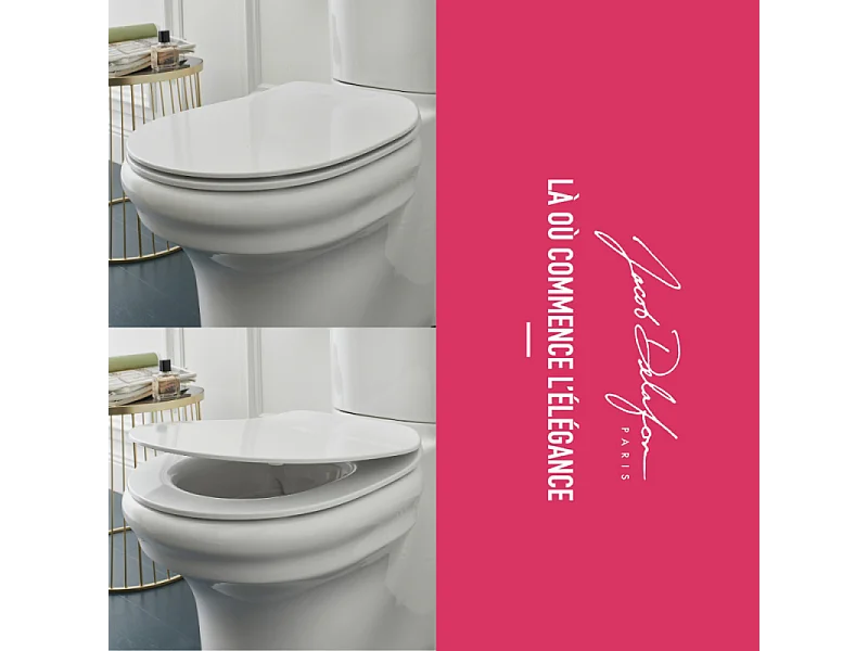 Pack WC suspendu sans bride à économie d'eau JACOB DELAFON Cléo 1889 +  abattant + bâti-support + plaque ronde blanche