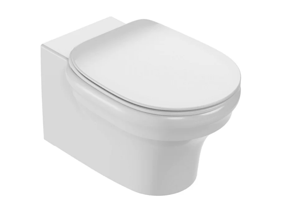 Cuvette WC suspendu sans bride JACOB DELAFON Cléo 1889 avec abattant frein de chute extra-plat déclipsable