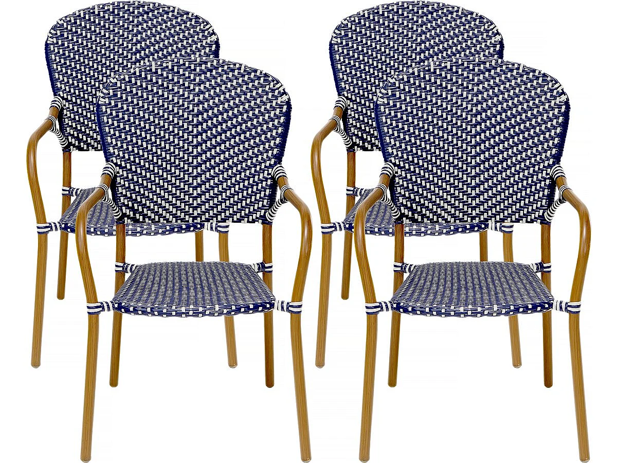 Lot de 4 chaises d'extérieur bistro "Maya" - Bleu