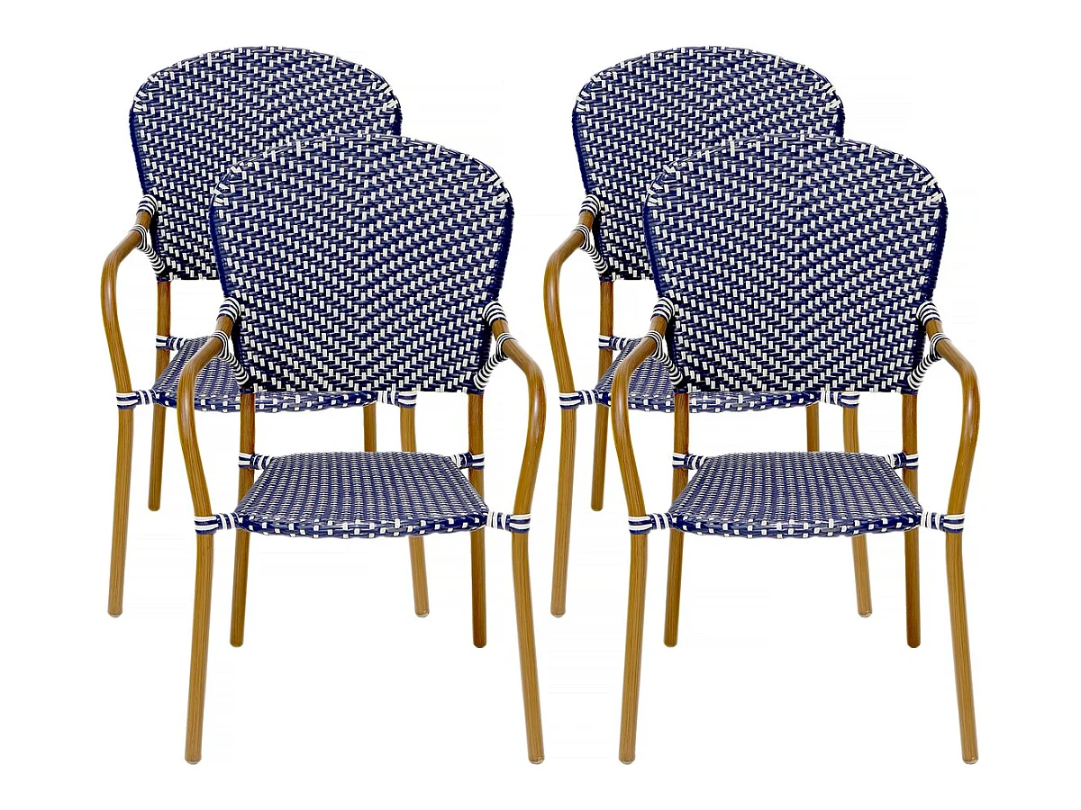 Lot de 4 chaises d'extérieur bistro "Maya" - Bleu