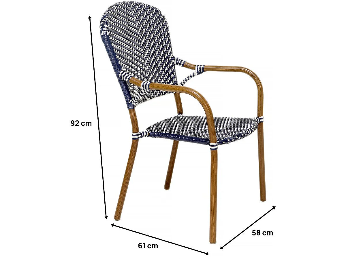 Juego de 4 sillas bistró de exterior "Maya" - Azul