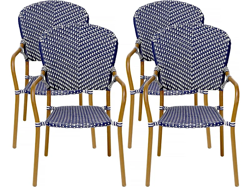 Lot de 4 chaises d'extérieur bistro "Maya" - Bleu