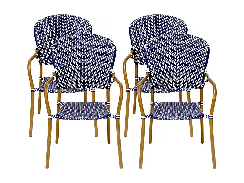 Lot de 4 chaises d'extérieur bistro "Maya" - Bleu