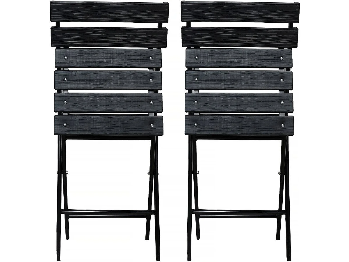 Juego de 2 sillas de jardín plegables de plástico "Tenerife" - Gris antracita