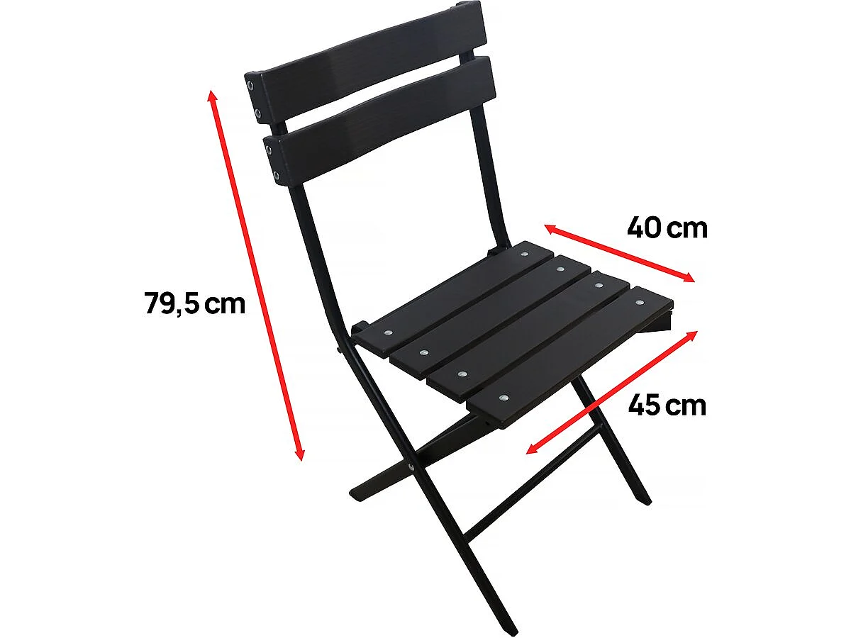 Juego de 2 sillas de jardín plegables de plástico "Tenerife" - Gris antracita