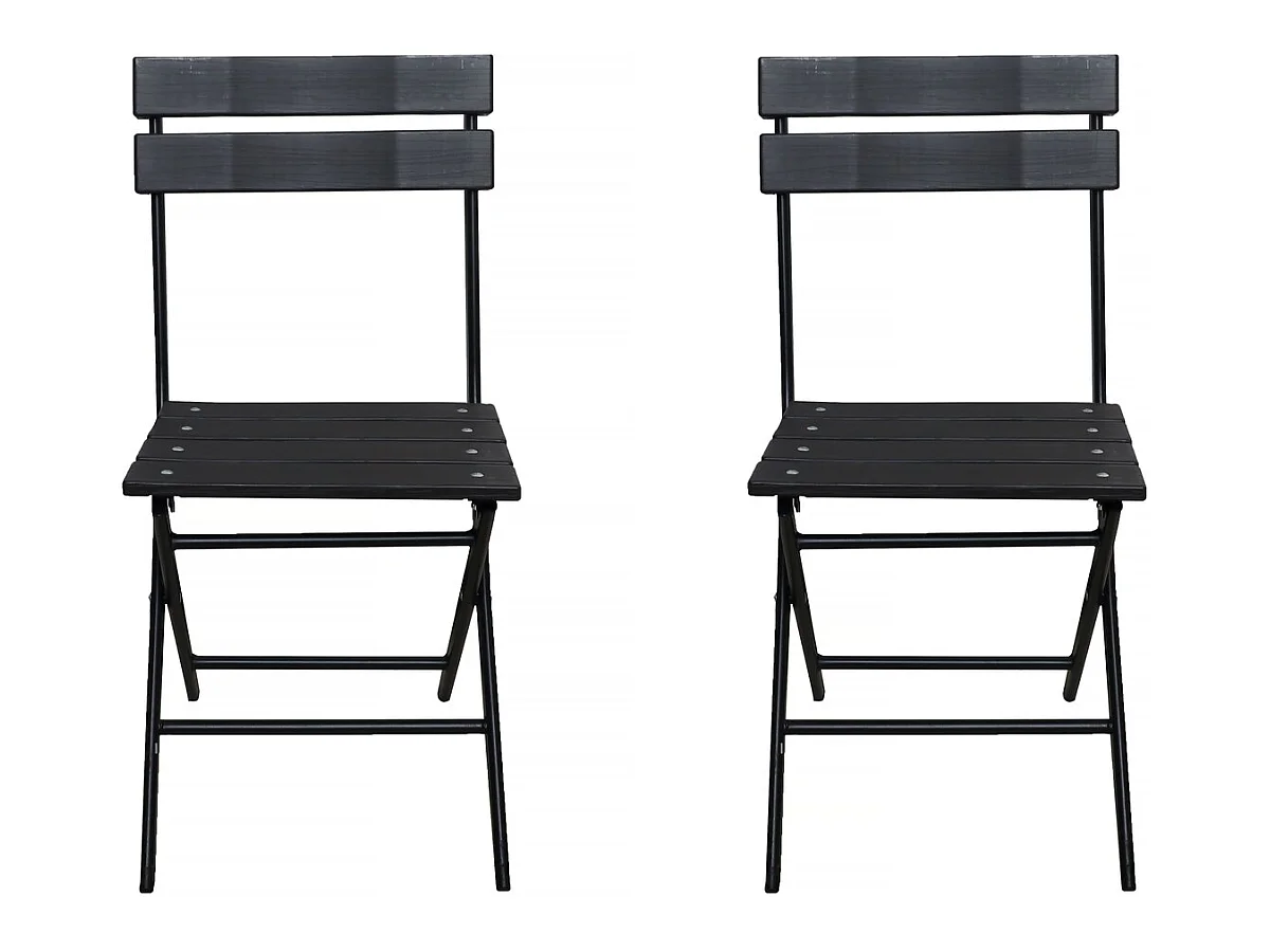 Lot de 2 chaises de jardin pliable en plastique "Tenerife" - Gris anthracite