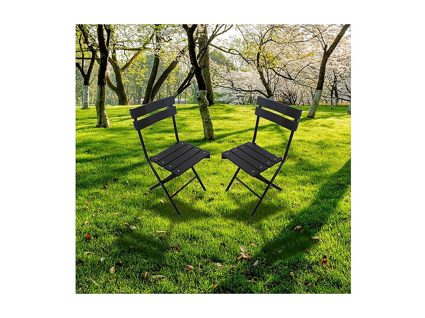 Lot de 2 chaises de jardin pliable en plastique "Tenerife" - Gris anthracite
