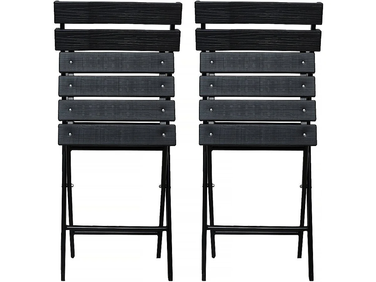 Lot de 2 chaises de jardin pliable en plastique "Tenerife" - Gris anthracite