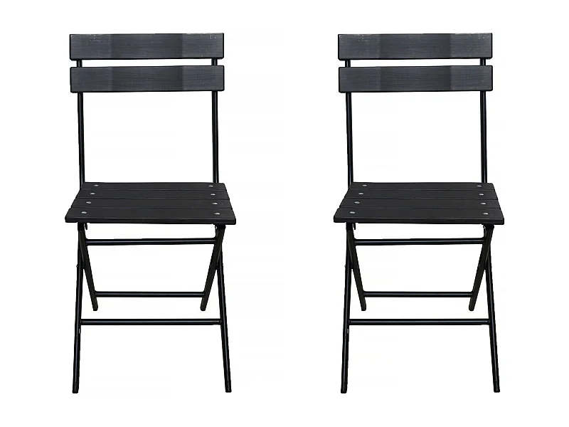 Lot de 2 chaises de jardin pliable en plastique "Tenerife" - Gris anthracite