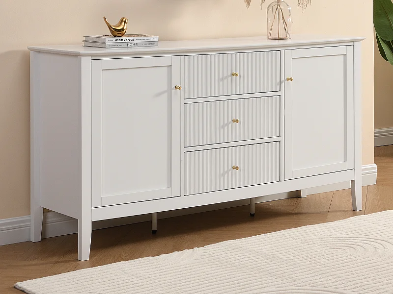 Sideboard mit 2 Türen & 3 Schubladen - MDF - Weiß - NARIVA