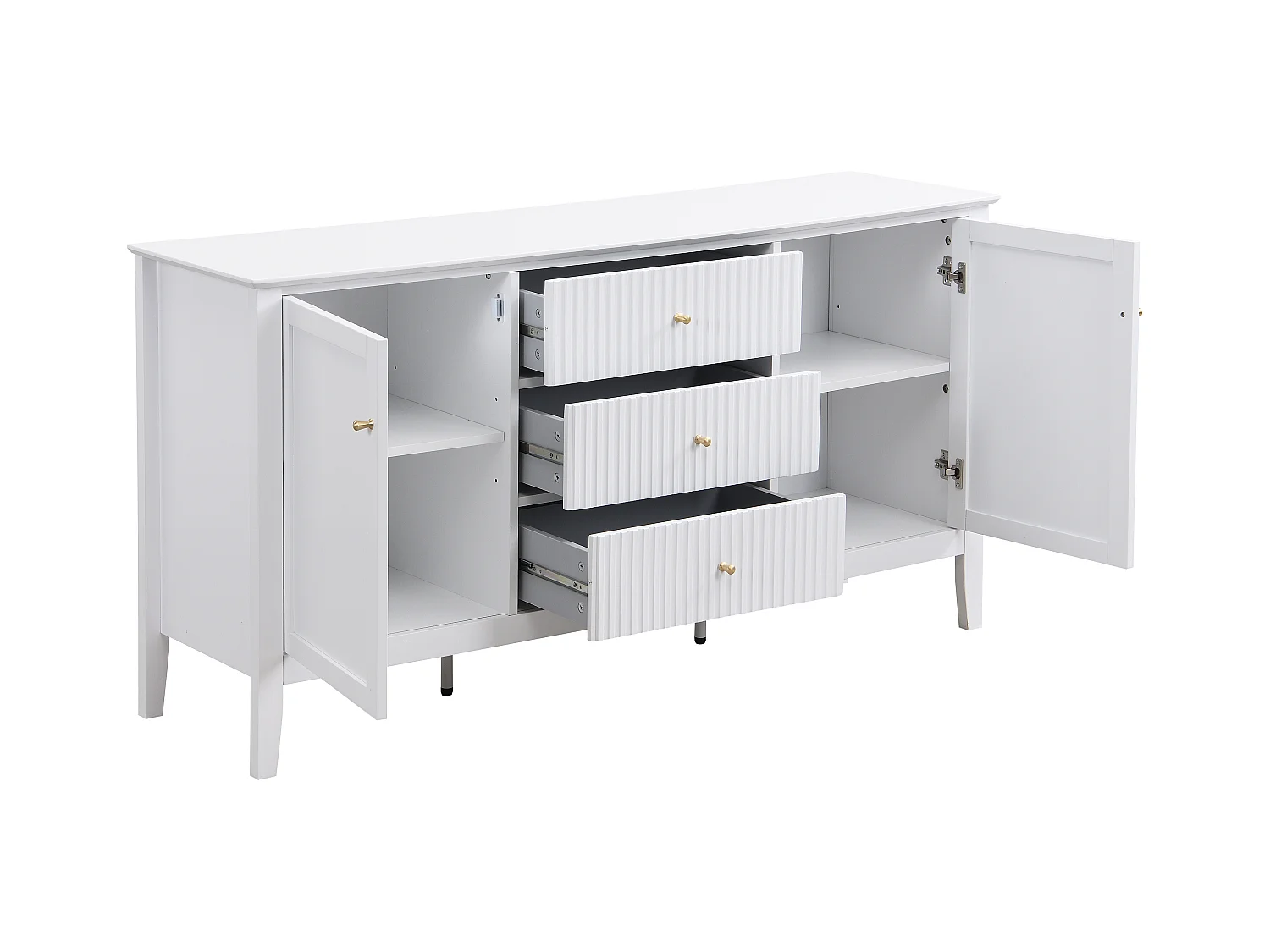 Aparador com 2 portas e 3 gavetas em MDF branco - NARIVA