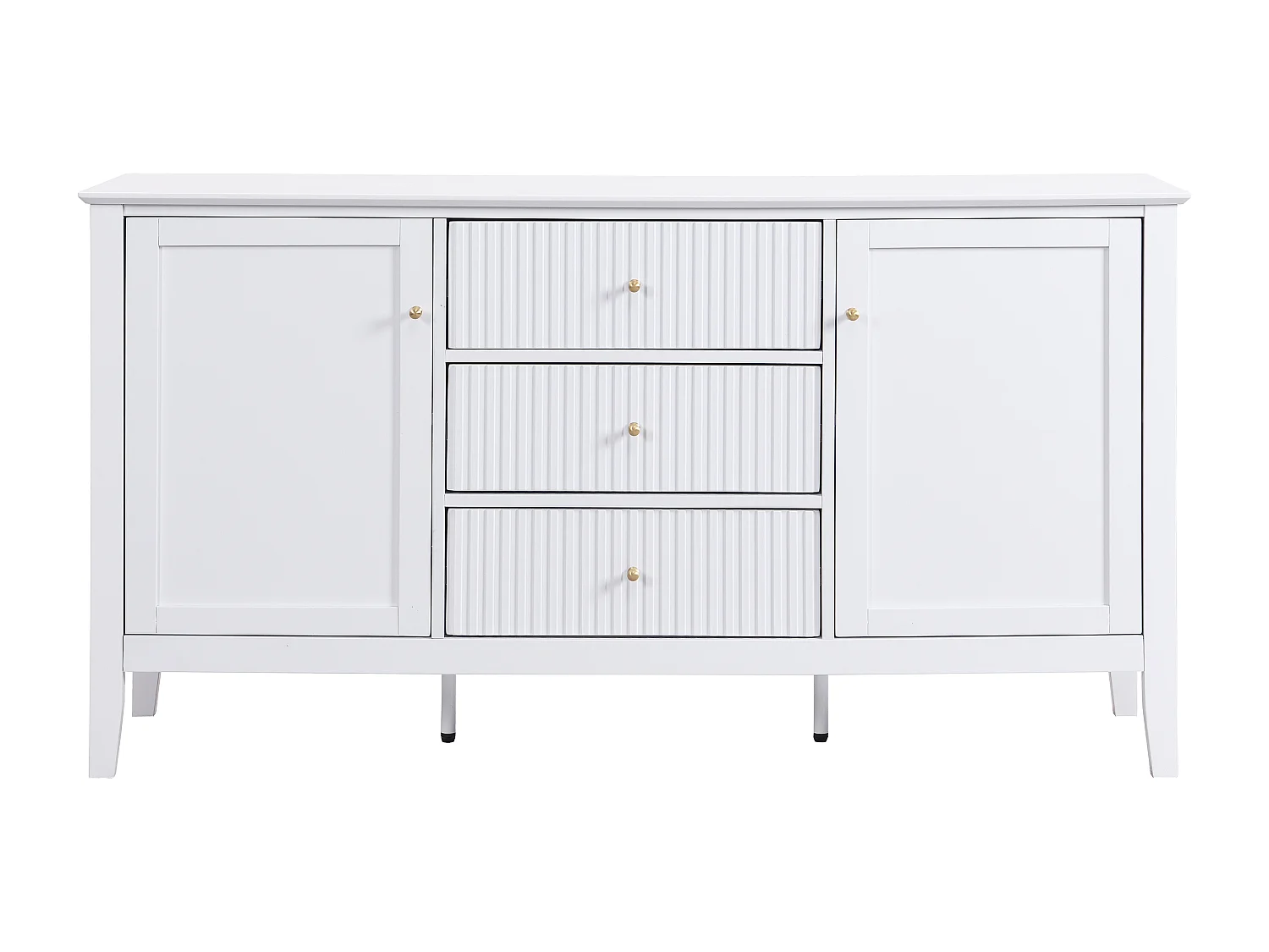 Buffet avec 2 portes et 3 tiroirs en MDF - Blanc -  NARIVA
