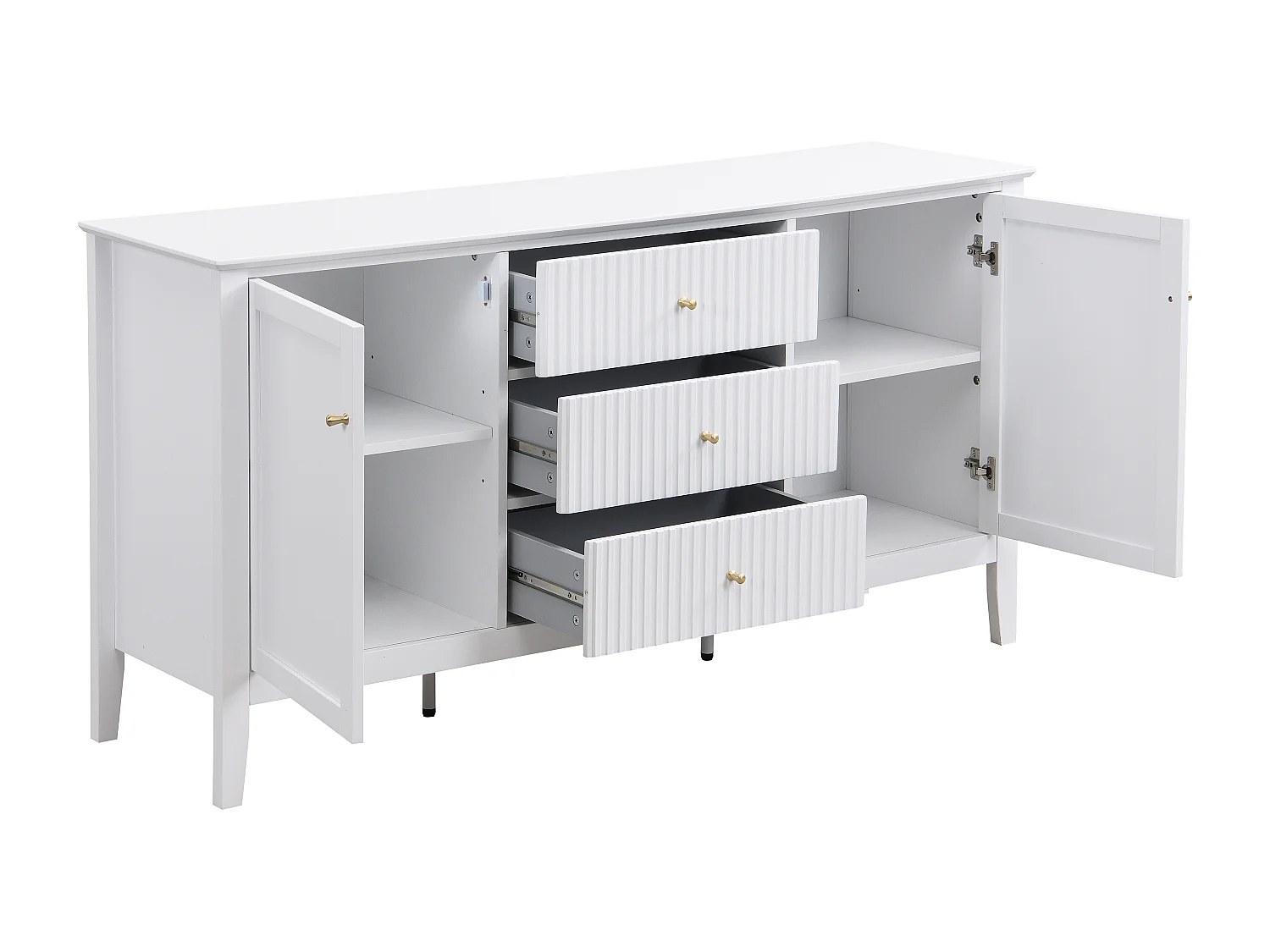 Buffet avec 2 portes et 3 tiroirs en MDF - Blanc -  NARIVA