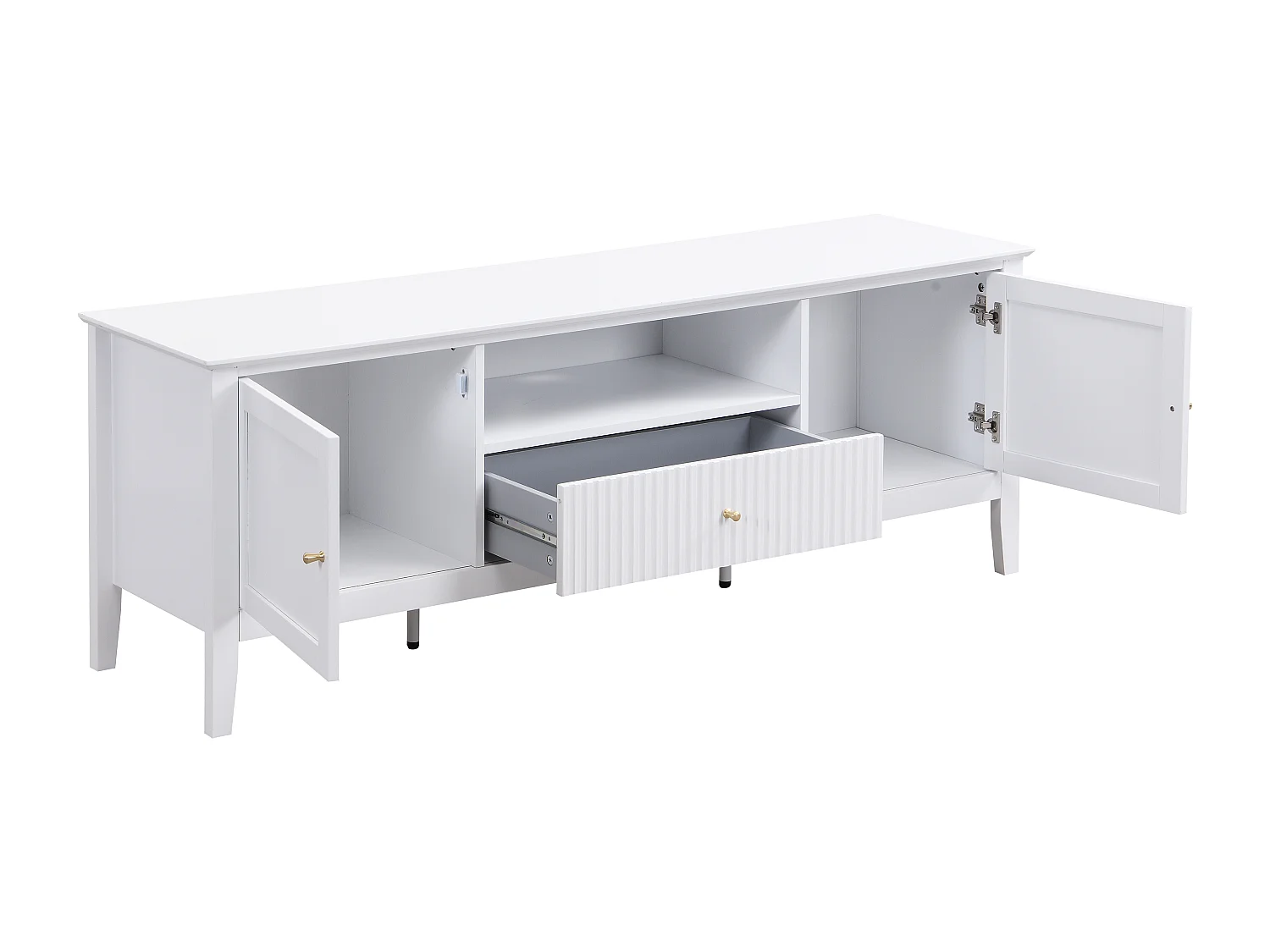 TV-Möbel mit 2 Türen, 1 Schublade & 1 Ablage - MDF - Weiß - NARIVA