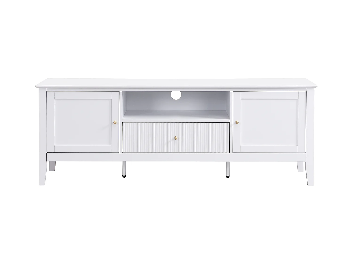 Móvel de TV com 2 portas, 1 gaveta e 1 nicho em MDF branco - NARIVA