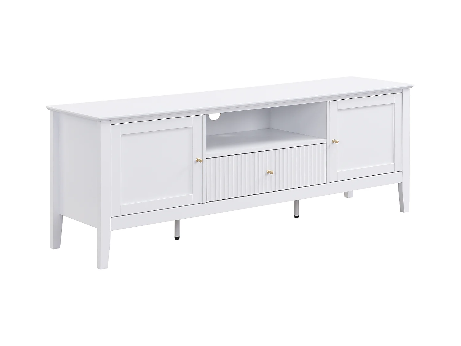 Móvel de TV com 2 portas, 1 gaveta e 1 nicho em MDF branco - NARIVA