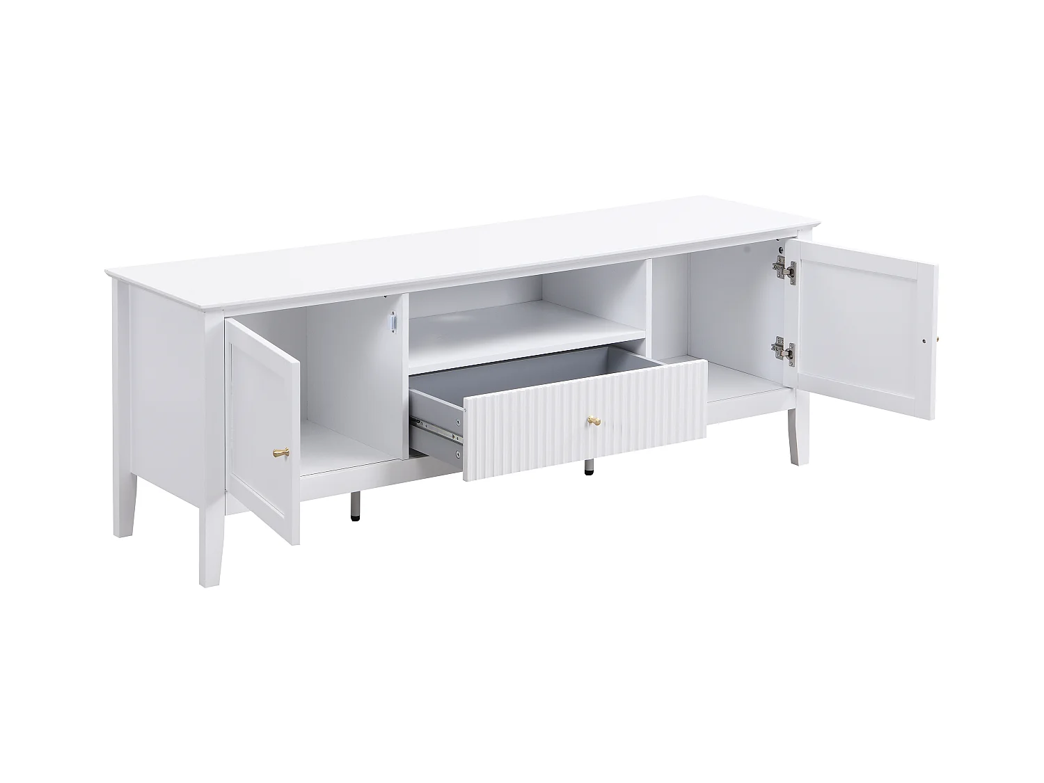 Móvel de TV com 2 portas, 1 gaveta e 1 nicho em MDF branco - NARIVA