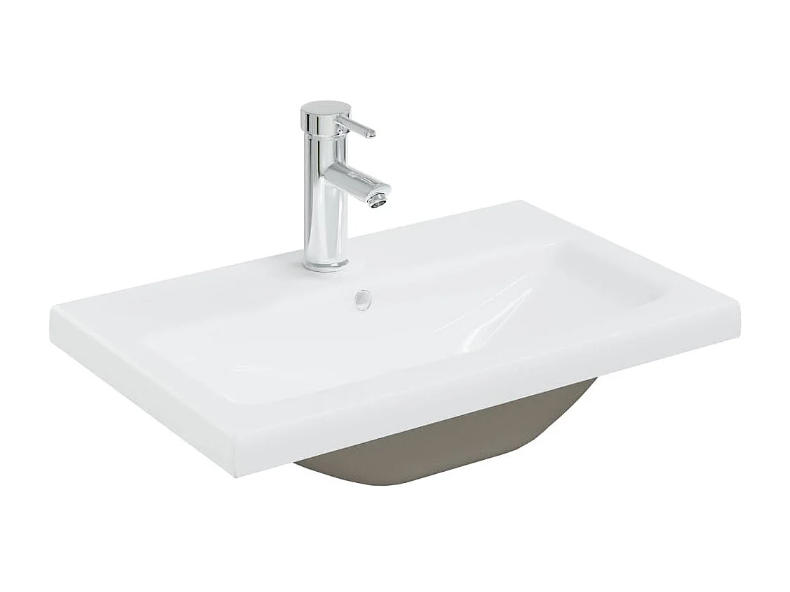 Lavatório embutido c/ torneira 61x39x18 cm cerâmica branco PT719133