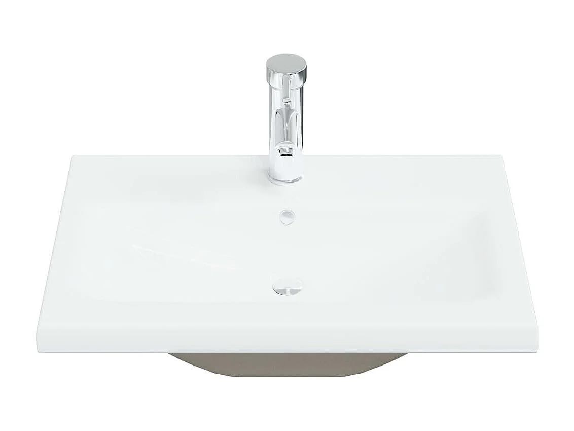 Lavatório embutido c/ torneira 61x39x18 cm cerâmica branco PT719133