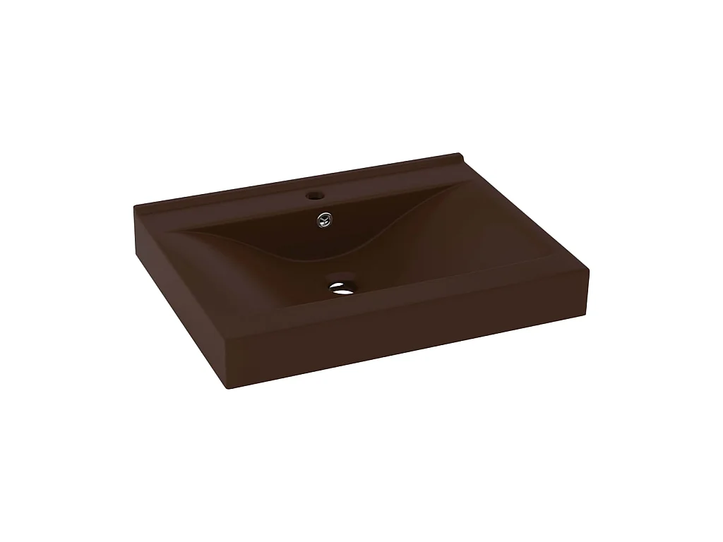 Lavabo de lujo agujero de grifo cerámica marrón oscuro 60x46 cm ES66607