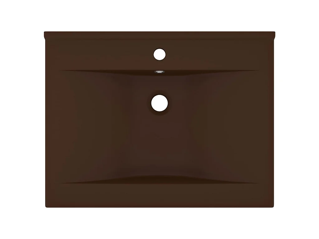 Lavatório orif. torneira 60x46 cm cerâmica castanho-escuro mate PT263779