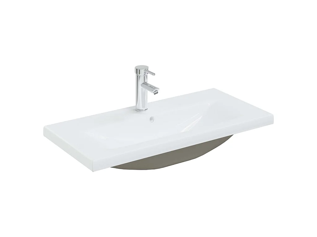 Lavatório embutido c/ torneira 81x39x18 cm cerâmica branco PT621558