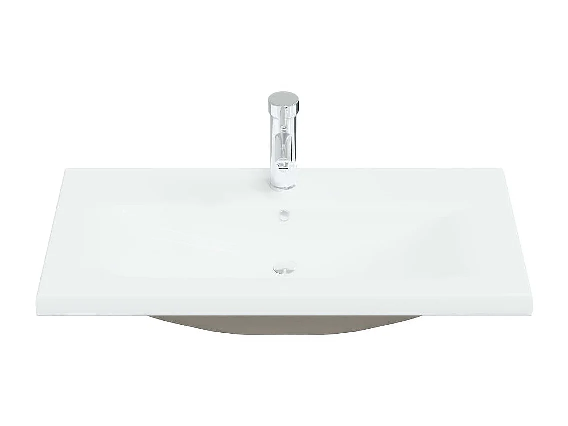 Lavatório embutido c/ torneira 81x39x18 cm cerâmica branco PT621558