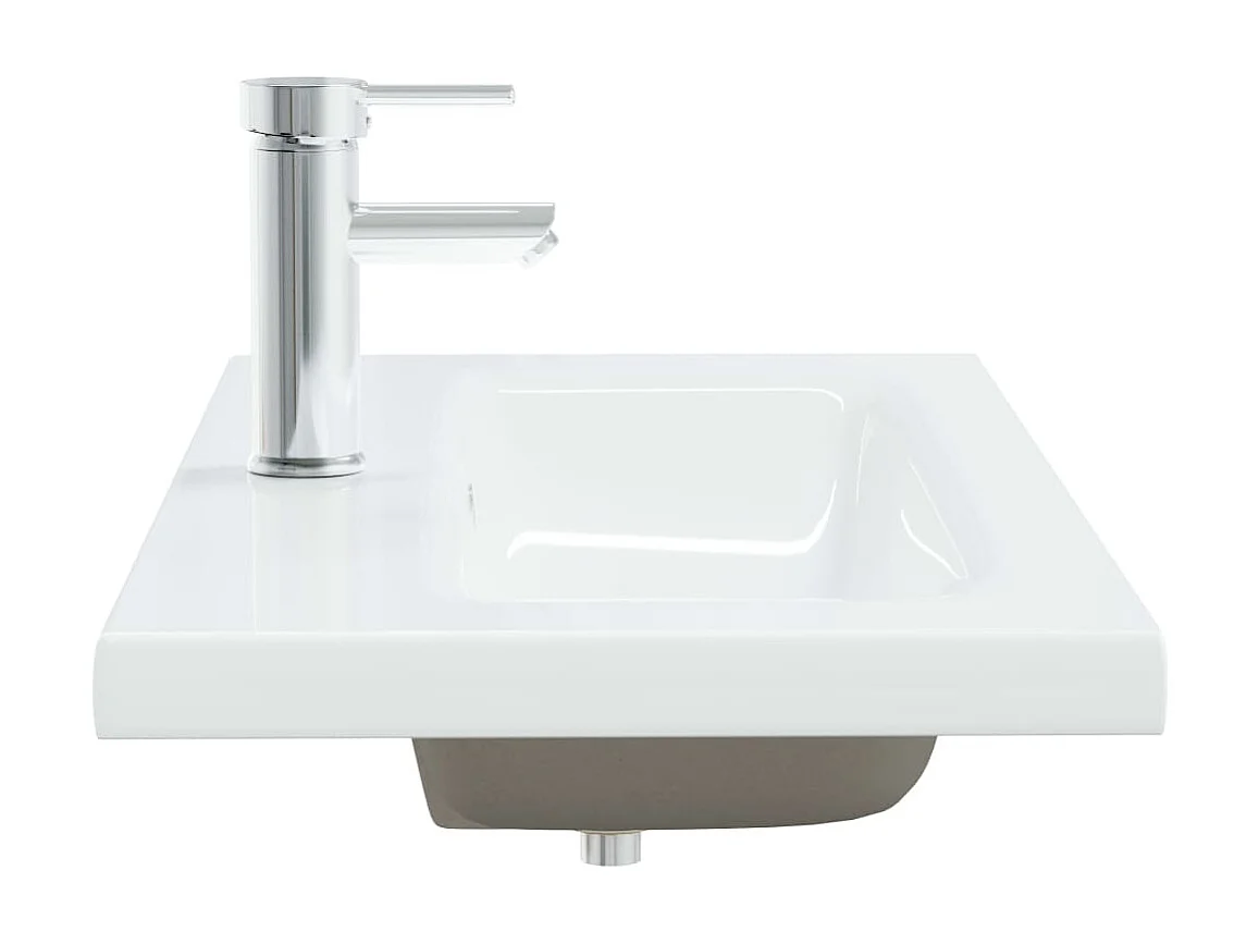 Lavatório embutido c/ torneira 81x39x18 cm cerâmica branco PT621558