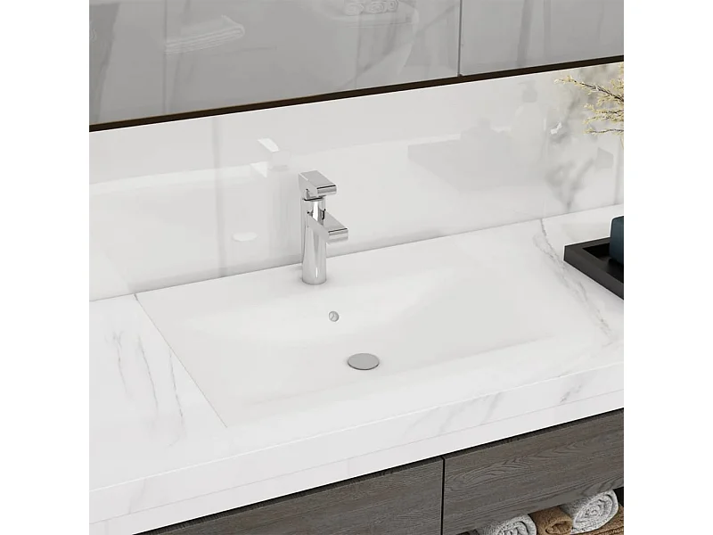 Vasque avec trou de robinet Blanc mat 60x46 cm Céramique WVGQ2747