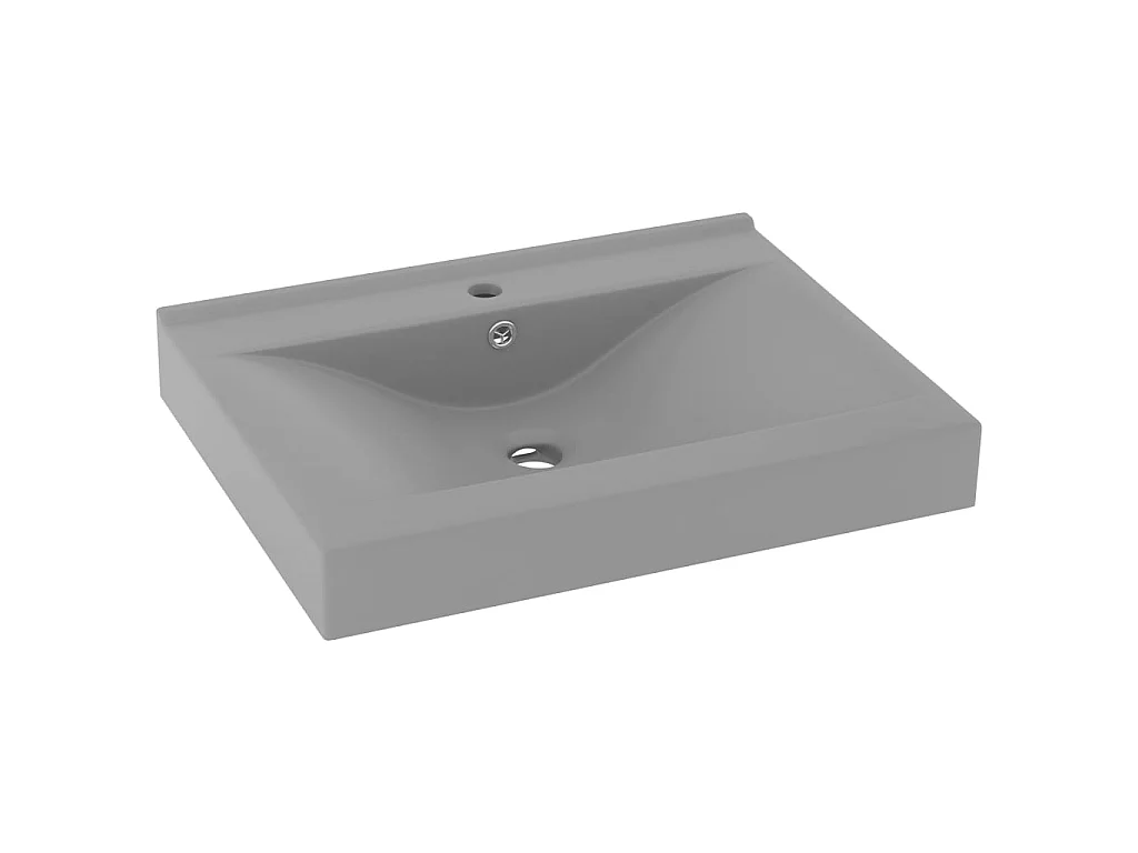 Lavabo de lujo con grifo cerámica 60x46 cm gris claro ES66636