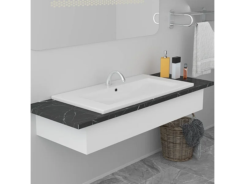 Lavabo encastrado de cerámica blanco 91x39,5x18,5 cm ES66615