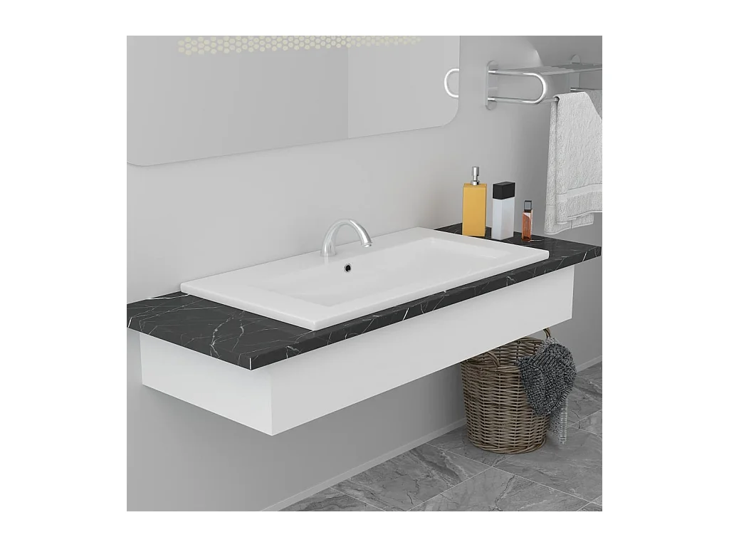 Vasque encastré 91 x 39,5 x 18,5 cm Céramique Blanc WVGQ7617