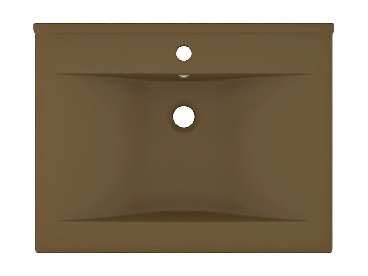 Lavabo de lujo con grifo cerámica 60x46 cm crema mate ES66464